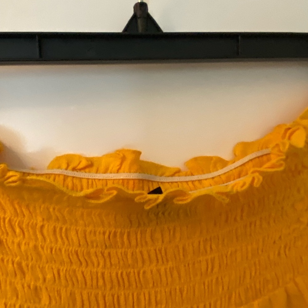 Express Yellow Ruffled Off-Shoulder Blouse - Picture 4 of 5